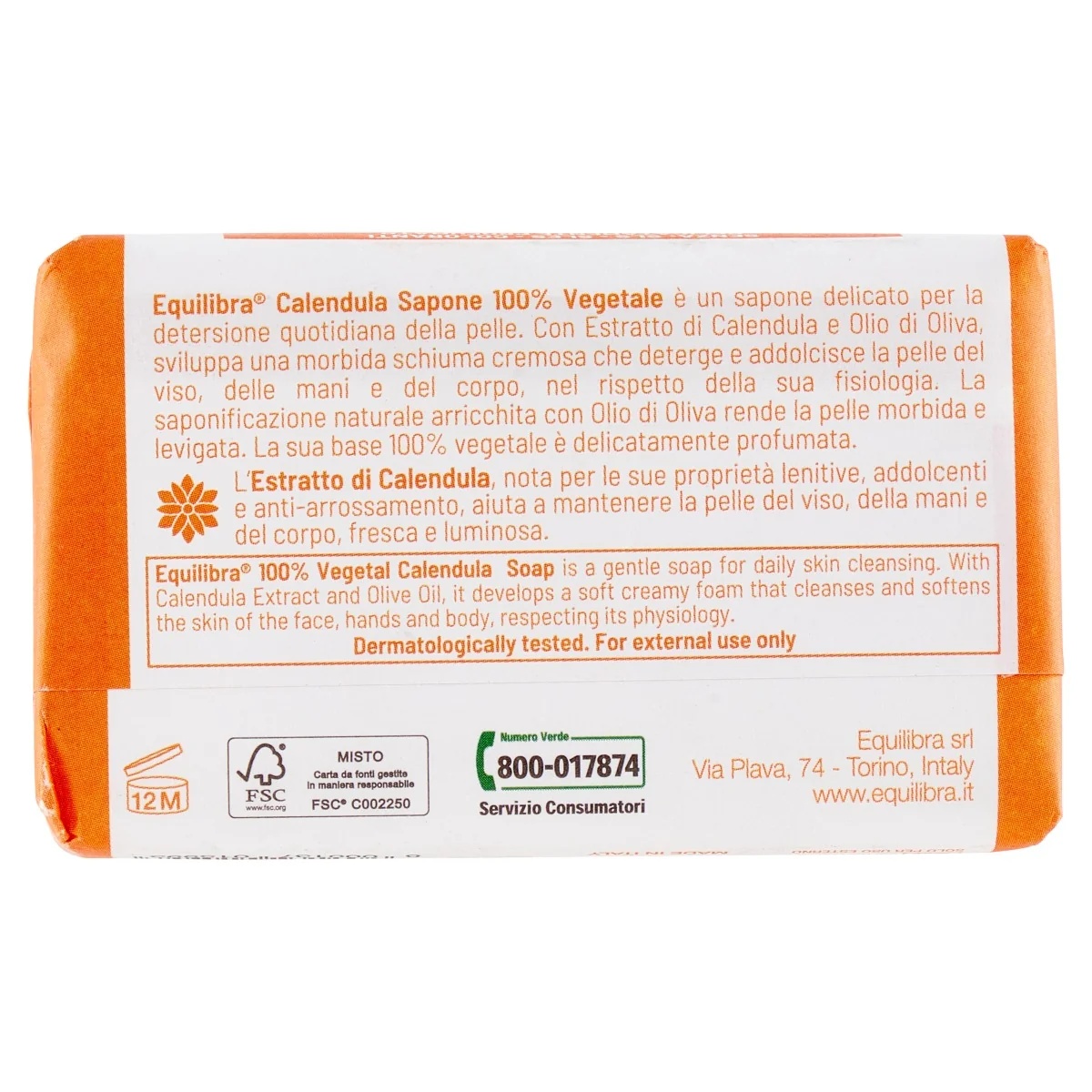Savon aux herbes EQUILIBRA Equilibra Calendula 100 g Testé dermatologiquement