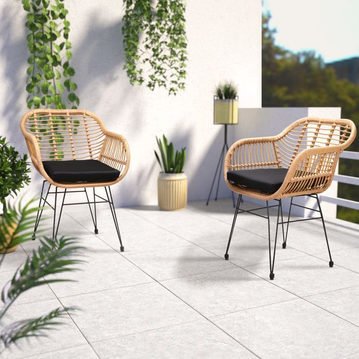 CASARIA® 4 sillas de comedor de jardín de ratán sintético, muebles de jardín resistentes a los rayos UV para interiores y exteriores.