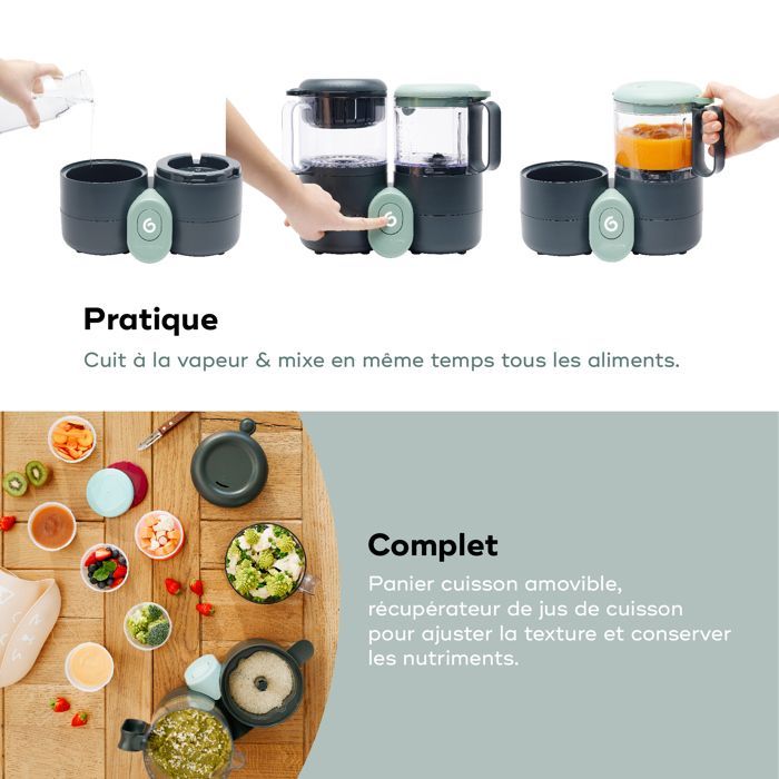 Babymoov Robot Cuiseur Bébé Nutribaby One - Cuiseur Mixeur - Garantie à vie - Sans BPA