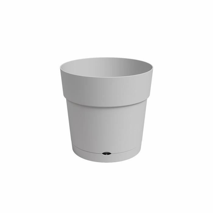 ARTEVASI CAPRI LARGE Vaso rotondo - Plastica - Serbatoio d'acqua - Diametro 30 cm - Grigio chiaro - L 29,5 x P 29,5 x H 28,2 cm