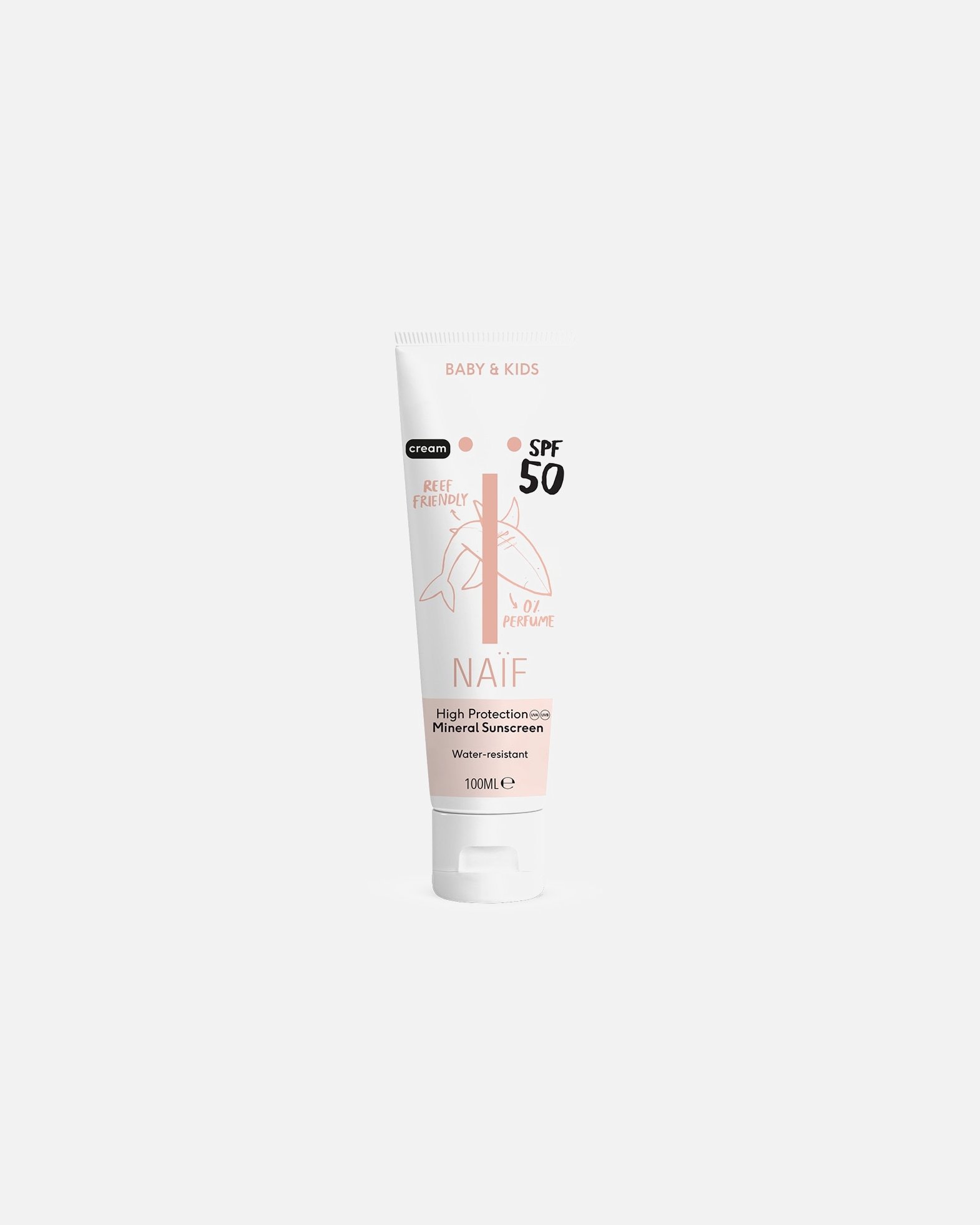 „Naif“ bekvapis apsauginis kremas nuo saulės kūdikiams ir vaikams, SPF 50 – 100 ml