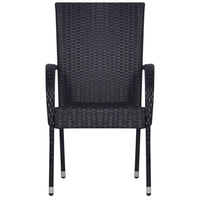 BURKE 5-Piece Wicker Resin Garden Dining Set - Black - Table 160x80x74 cm - Chairs 55.5x53.5x95 cm
