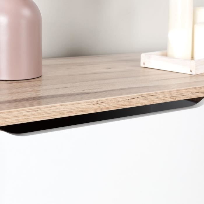 VANKKA 6-drawer chest - Oak and white finish - Scandinavian style - W 154 x D 42 x H 86 cm