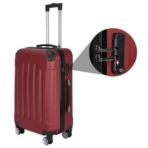Juego de 3 maletas rígidas - 4 ruedas giratorias de 360° - Con cerradura de combinación - 20/24/28