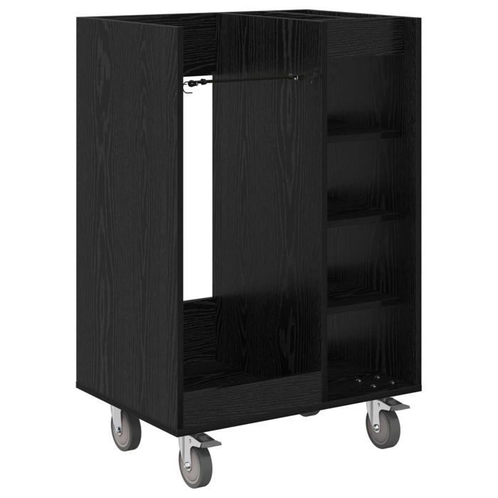 Modern golf locker - vidaXL - Black Oak - 65x45x98 cm - Large storage space - With 4 wheels - Metal frame
