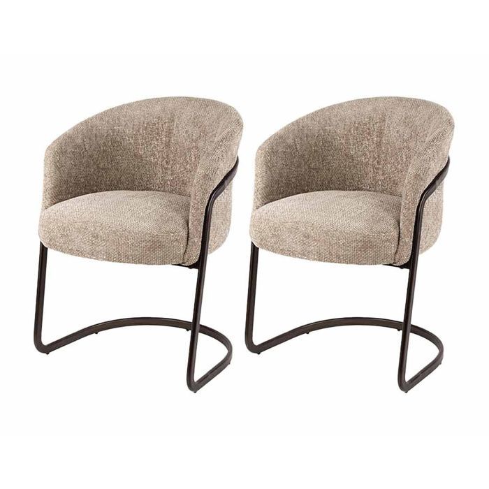 Teo - lot de 2 chaises - pieds en métal - en tissu texturé - Sable