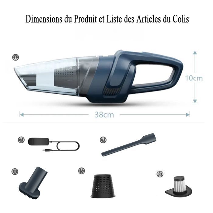 Aspirateur à Main sans Fil,Aspirateur à Main 8000pa,Puissant Aspirateur de Table 120W avec Sèche Filtre HEPA, Aspirateur Voiture