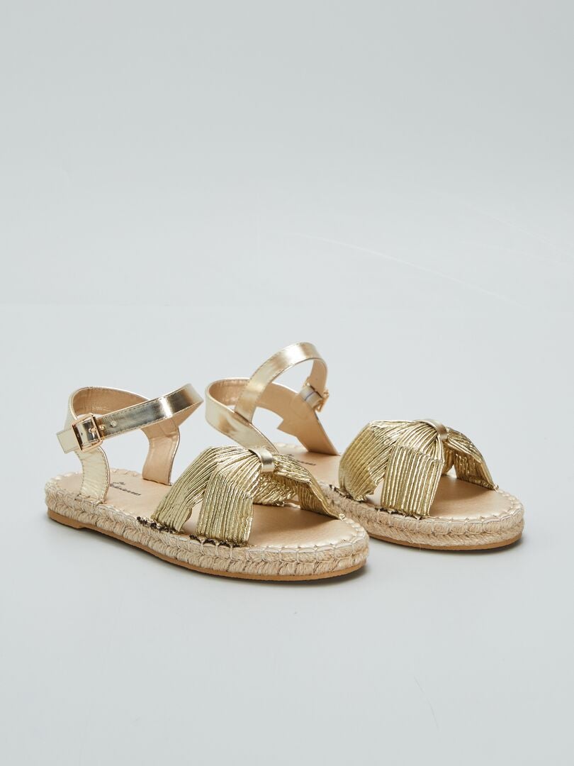 Lage gouden sandalen - BEIGE