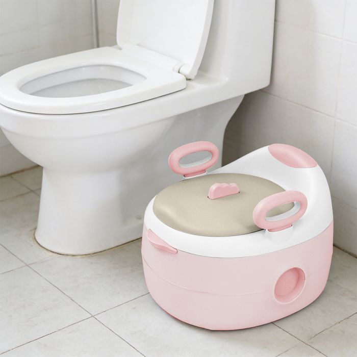 JEOBEST Orinal infantil 3 en 1, reductor de asiento de inodoro, taburete antideslizante, inodoro para bebés y niños pequeños de 12 a 36 meses, rosa
