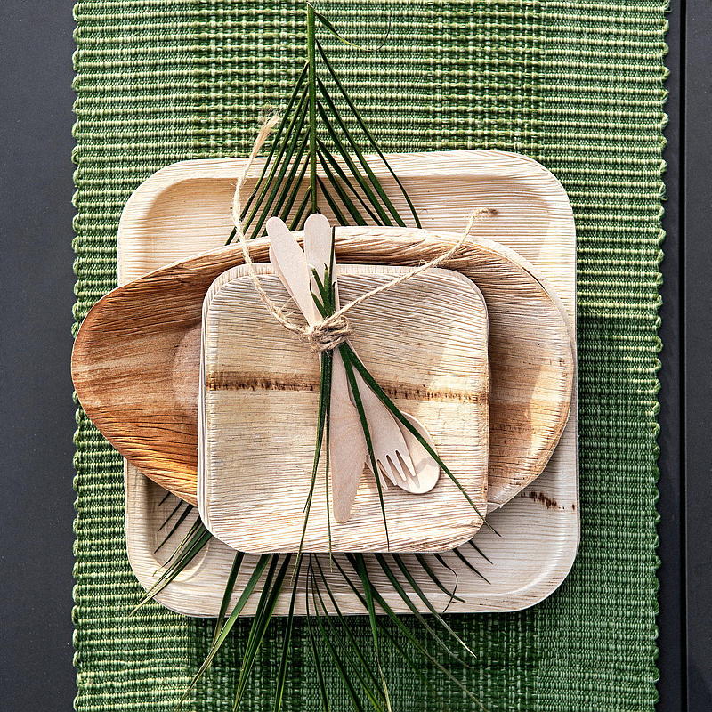 Piatti usa e getta Nature, confezione da 10, ovali, 25 cm, in foglia di palma