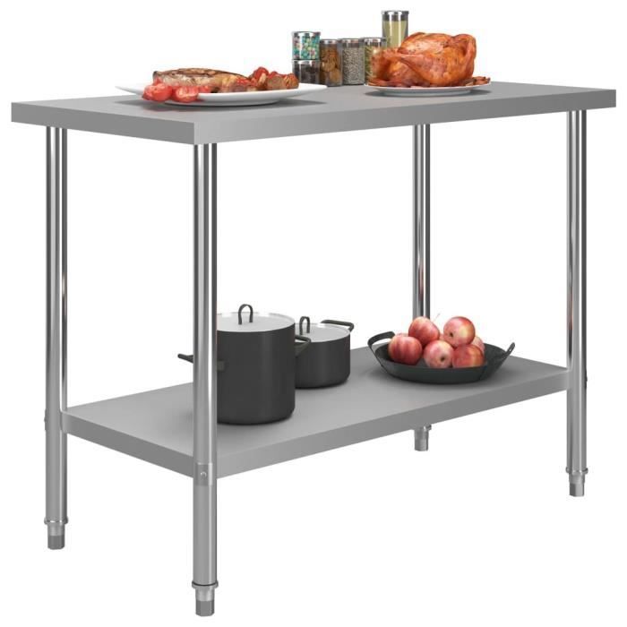 vidaXL Table de travail de cuisine 120x60x85 cm Acier inoxydable 51190