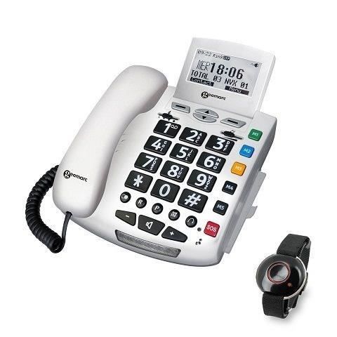 GEEMARC Téléphone filaire grosses touches sénior SERENITIES avec télécommande design