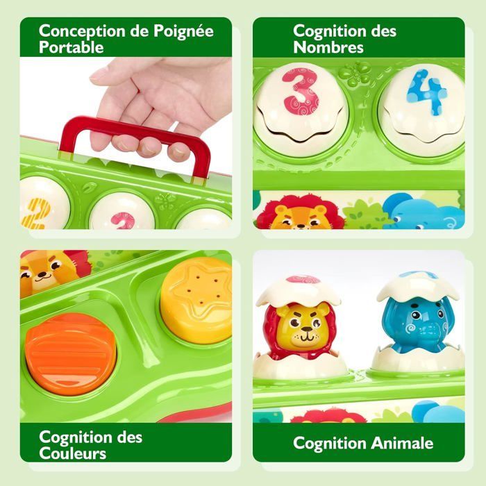 Giocattolo per neonati di 1 anno, gioco Montessori a comparsa con animali, musica e luci, giochi per bambini di 1, 2 e 3 anni, regalo per bambina o bambino