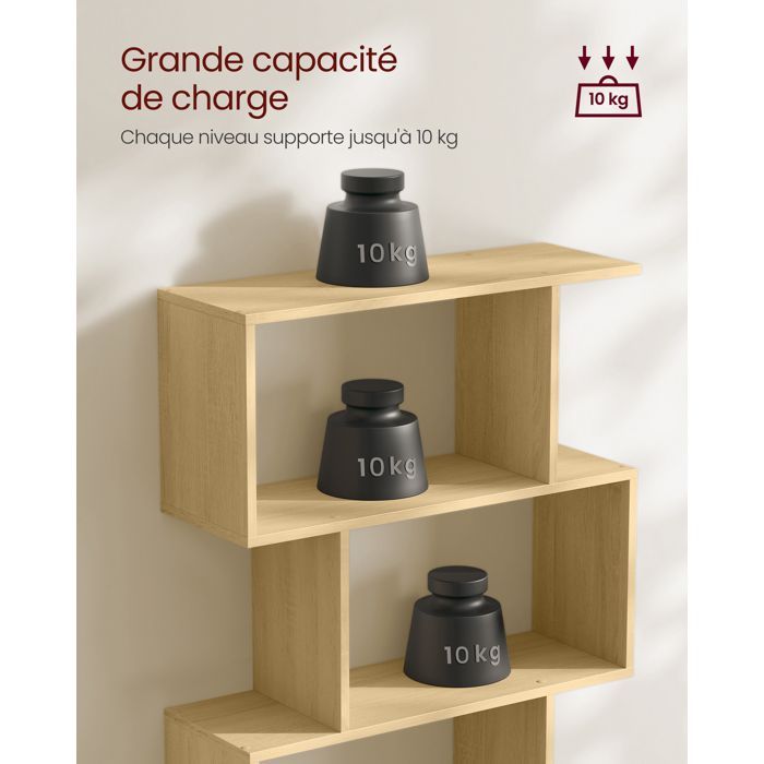 Estantería de 6 niveles, armario de almacenamiento, separador de ambientes, para salón, dormitorio u oficina, color roble natural.