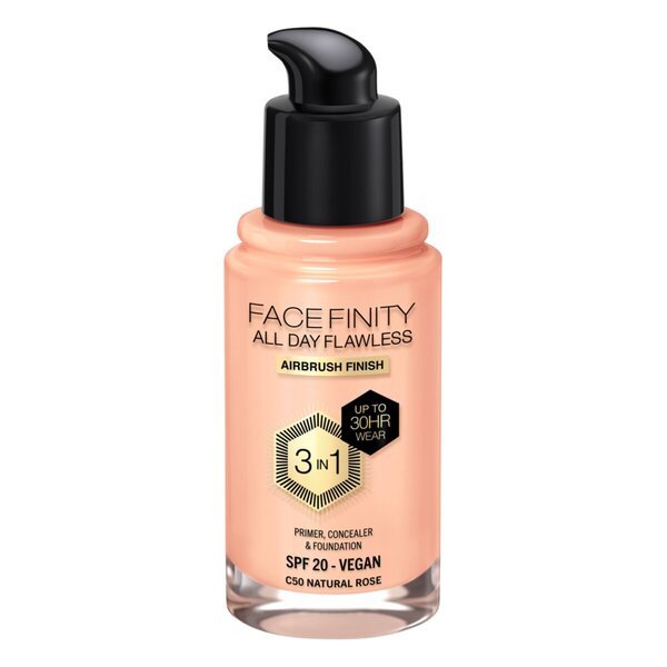 „Max Factor Facefinity All Day Flawless C50 Natural Rose“ makiažo pagrindas, 30 ml