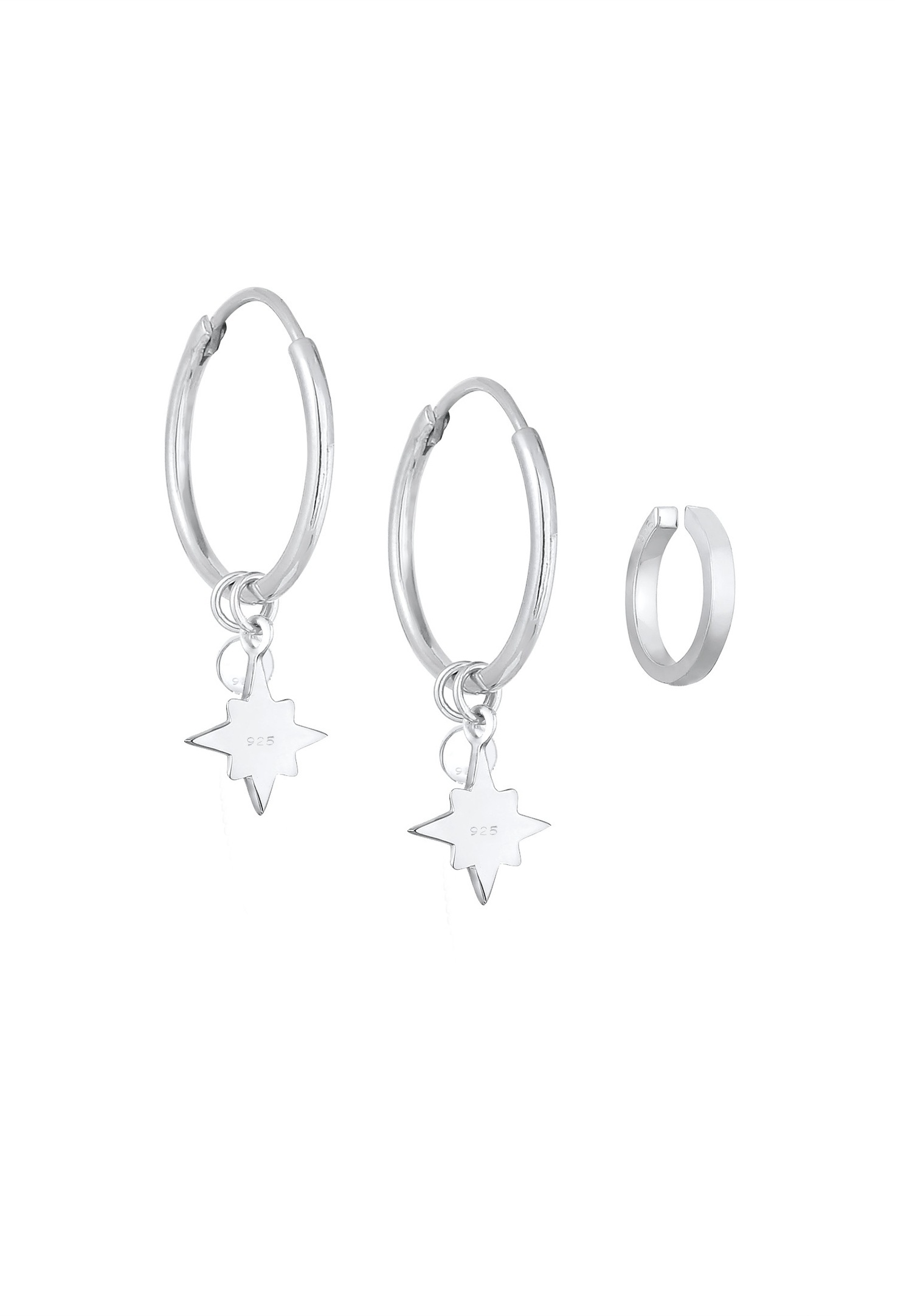 Elli Femmes créoles Earcuff étoile Astro filigrane avec cristaux en argent sterling 925