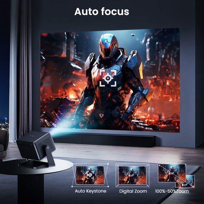 Netflix Isinbox Mini Vidéoprojecteur Autofocusrotation à 360° ,videoprojecteur telephone ordinateur 4k  avec WiFi HDMI et Bluetooth