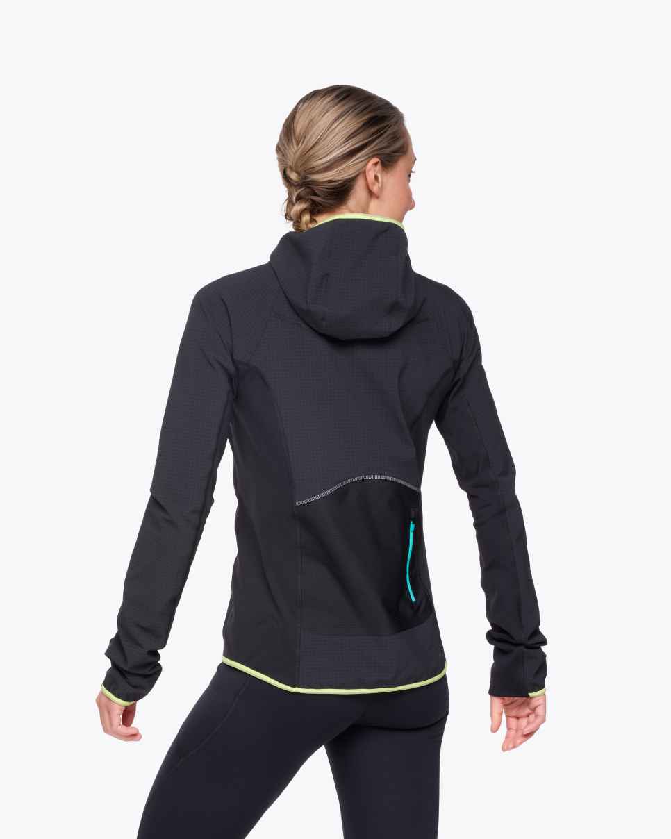 HOKA Sudadera SkyGlow con media cremallera, color negro.