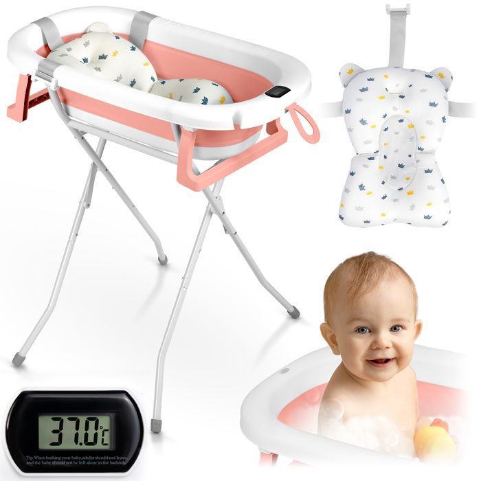 Baignoire pliable pour enfants - Ricokids - Insert pour nouveau-nés - Thermomètre intégré - Pliable et légère