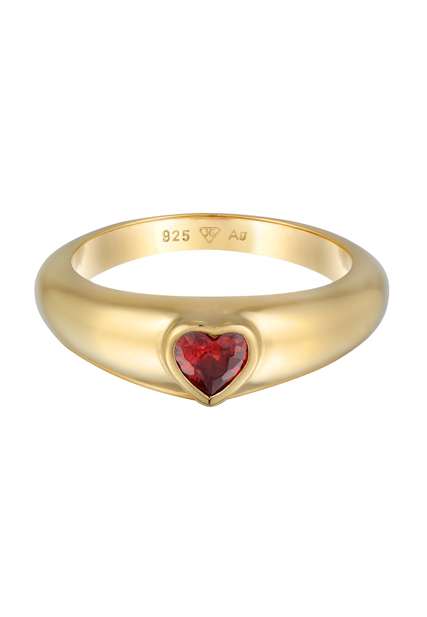 Elli Femmes Bande Cœur Amour avec Zirconium en Argent Sterling 925 Plaqué Or