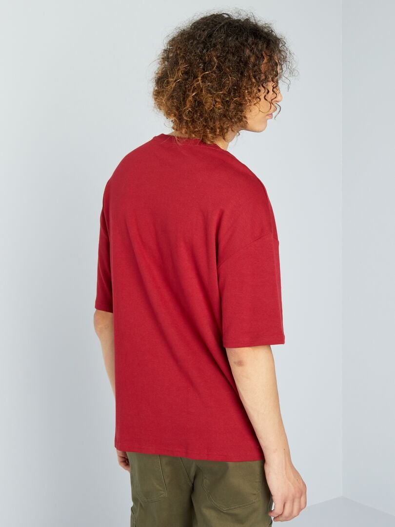 T-shirt met ronde hals en borstzak - ROOD