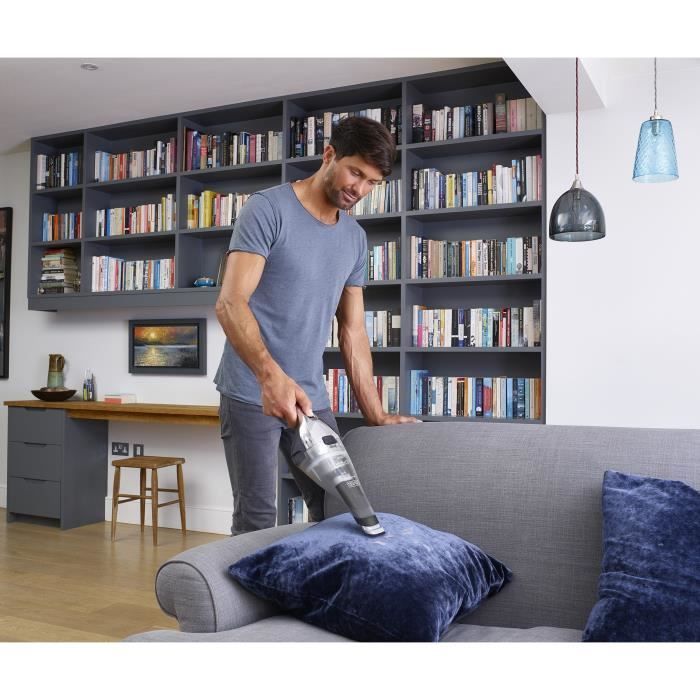Aspirateur à main sans fil BLACK+DECKER NVC220WC-QW Dustbuster Lithium 7,2V 15,5 AirWatts 385 ml Gris métalisé