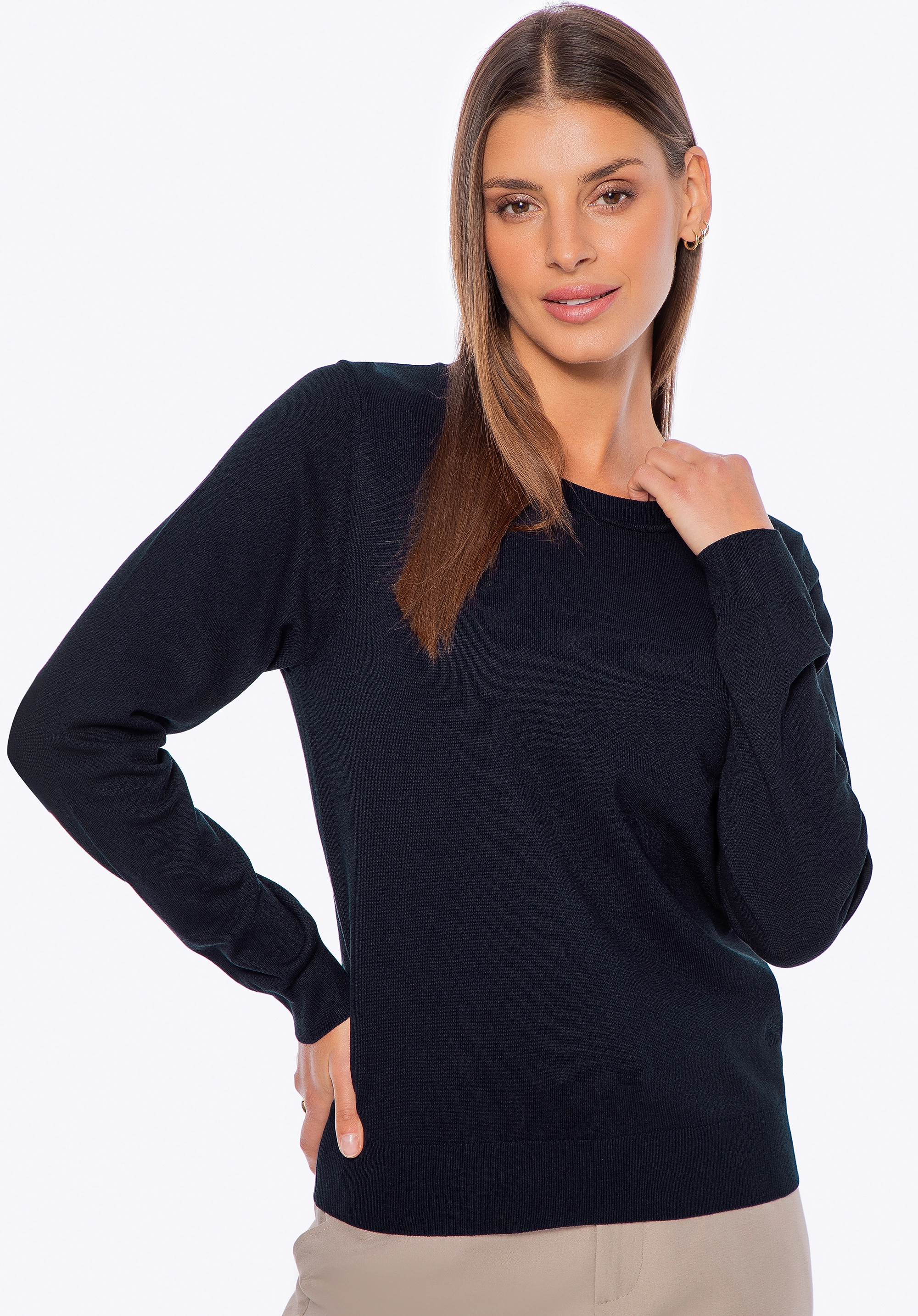 Sweter damski klasyczny granatowy