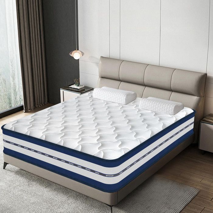 Materasso 140x200 cm - Antiacaro - Lusso - Molle insacchettate - Schiuma memory - 10 zone - Fibra di cotone aerobica - Spessore 25 cm