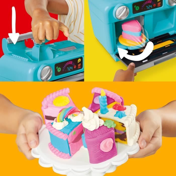 Play-Doh My Pretty Slice of Cake, horno de juguete, accesorios de cocina de juguete y 11 botes de plastilina, para mayores de 3 años.