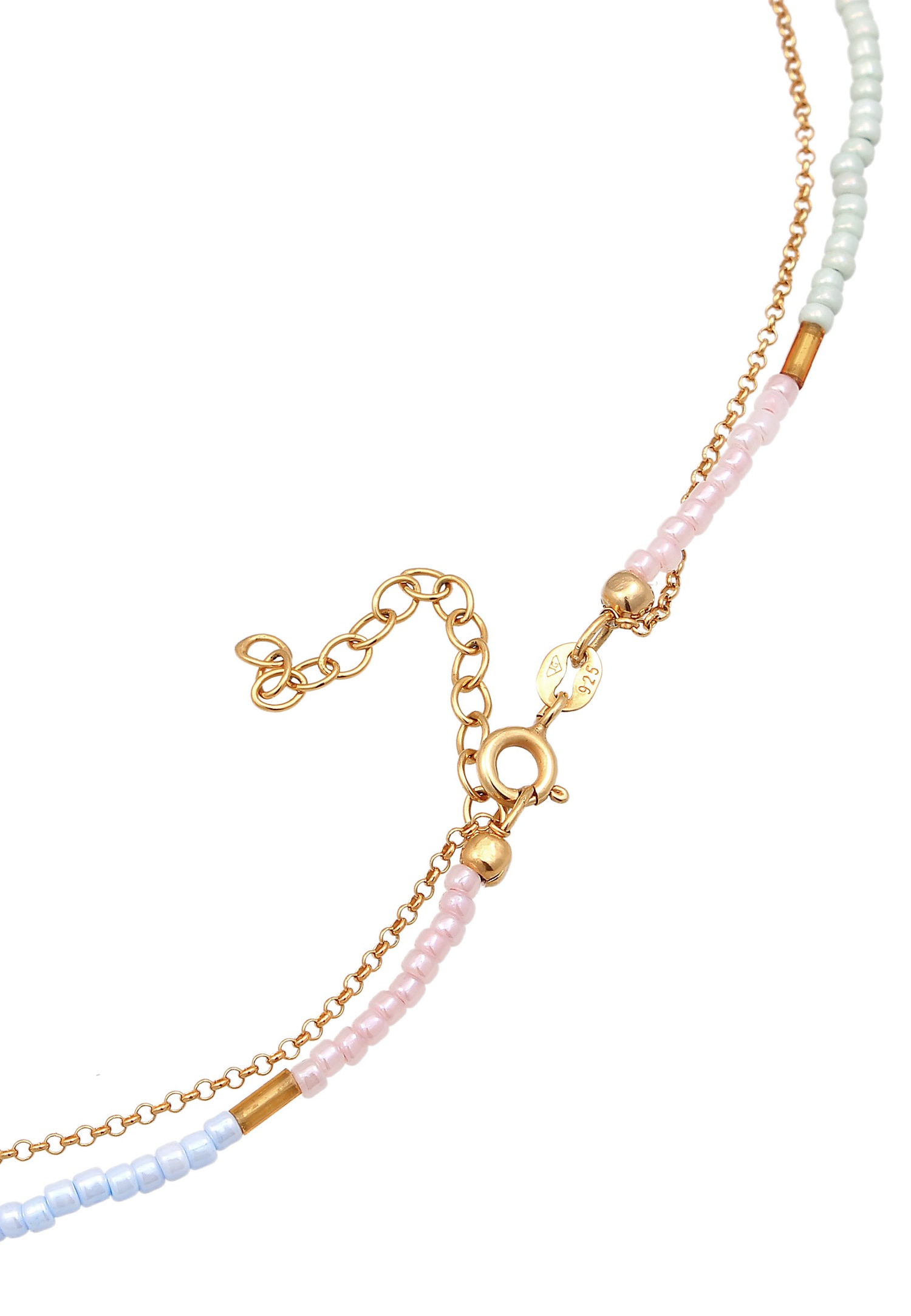 Elli Femmes choker couches perles pastel en argent sterling 925 plaqué or