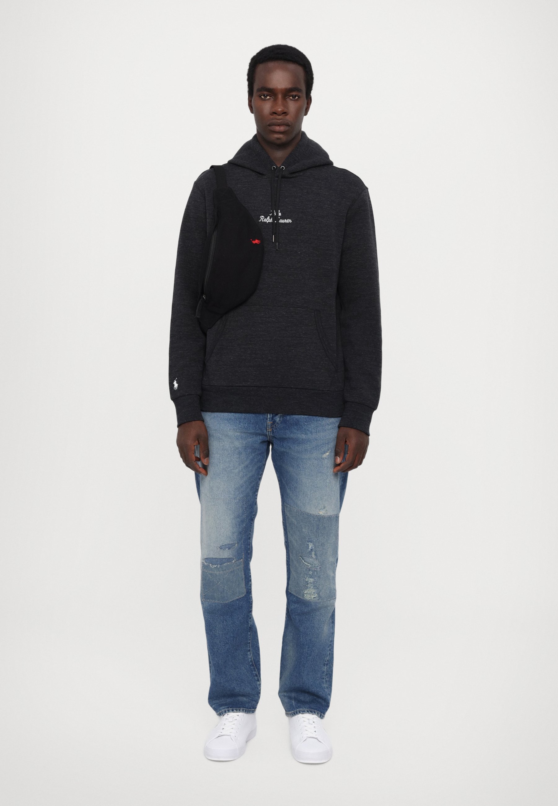 Polo Ralph Lauren LOGO DUBBELGEBREIDE HOODIE - Hoodie - zwart gemêleerd
