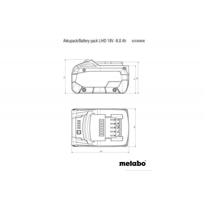 Batterie LiHD 18 V 8.0 Ah 625369000 Metabo