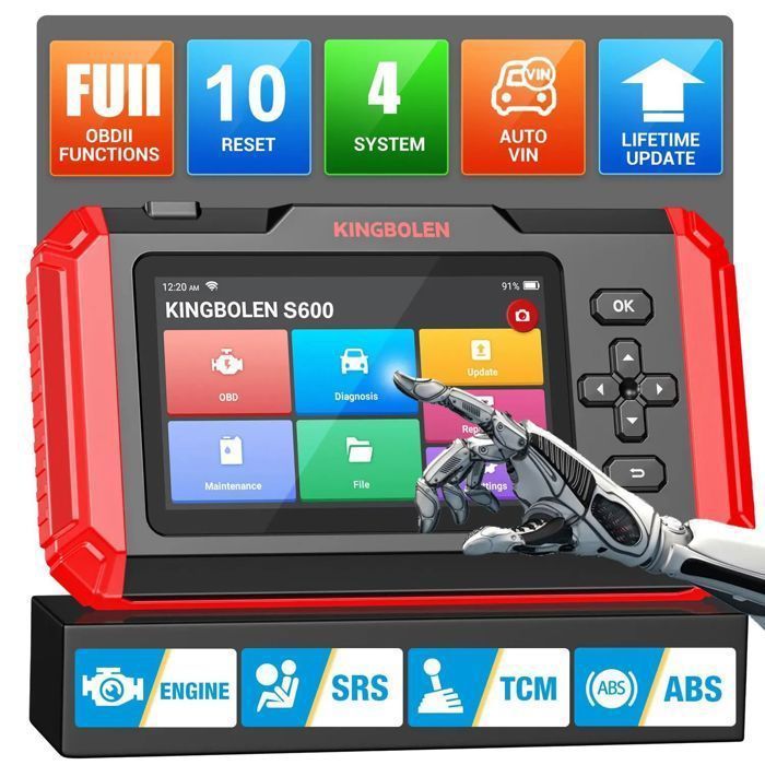 Strumento di diagnostica per auto KINGBOLEN S600 - 4 sistemi - 10 servizi - Touchscreen HD da 5
