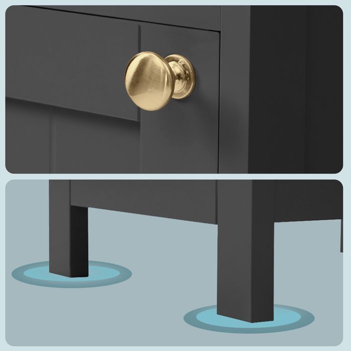 Bathroom Column, Adjustable Shelves, Modern Tall Cabinet for Small Spaces, Lighting, Black