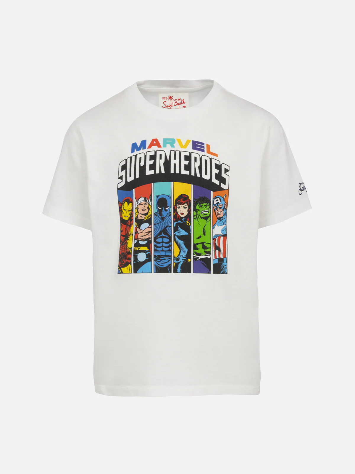 T-shirt da bambino in cotone con stampa dei super eroi Marvel | EDIZIO