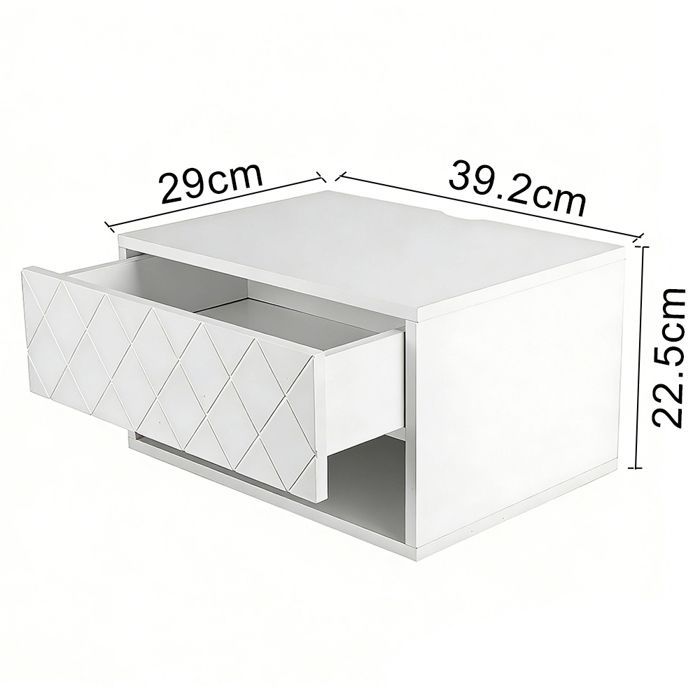 JEOBEST Table de Chevet Flottante Moderne - Table de Nuit Scandinave avec Tiroir - Étagères pour Chambre à Coucher, Salle de Bain