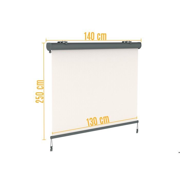 Retractable vertical awning with cassette and crank – 1.4 x 2.5 m – Beige fabric, grey frame – Patio sun protection