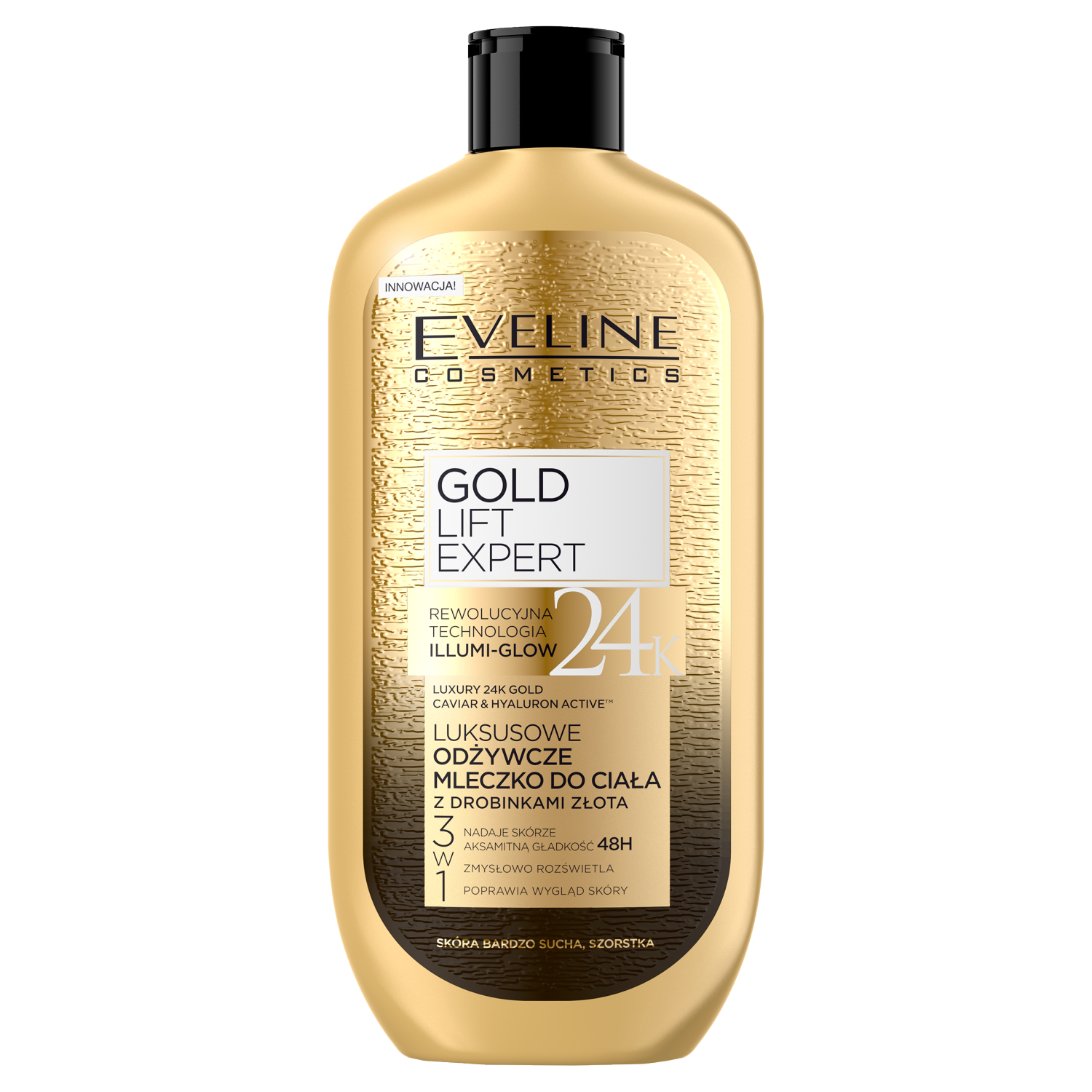 Leite corporal Eveline com partículas de ouro 350ml
