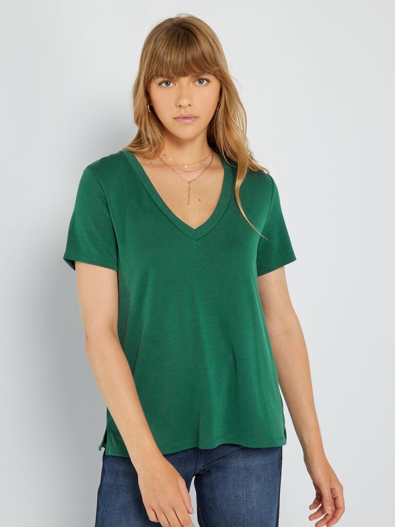 Zacht aanvoelend T-shirt met korte mouwen - Groen