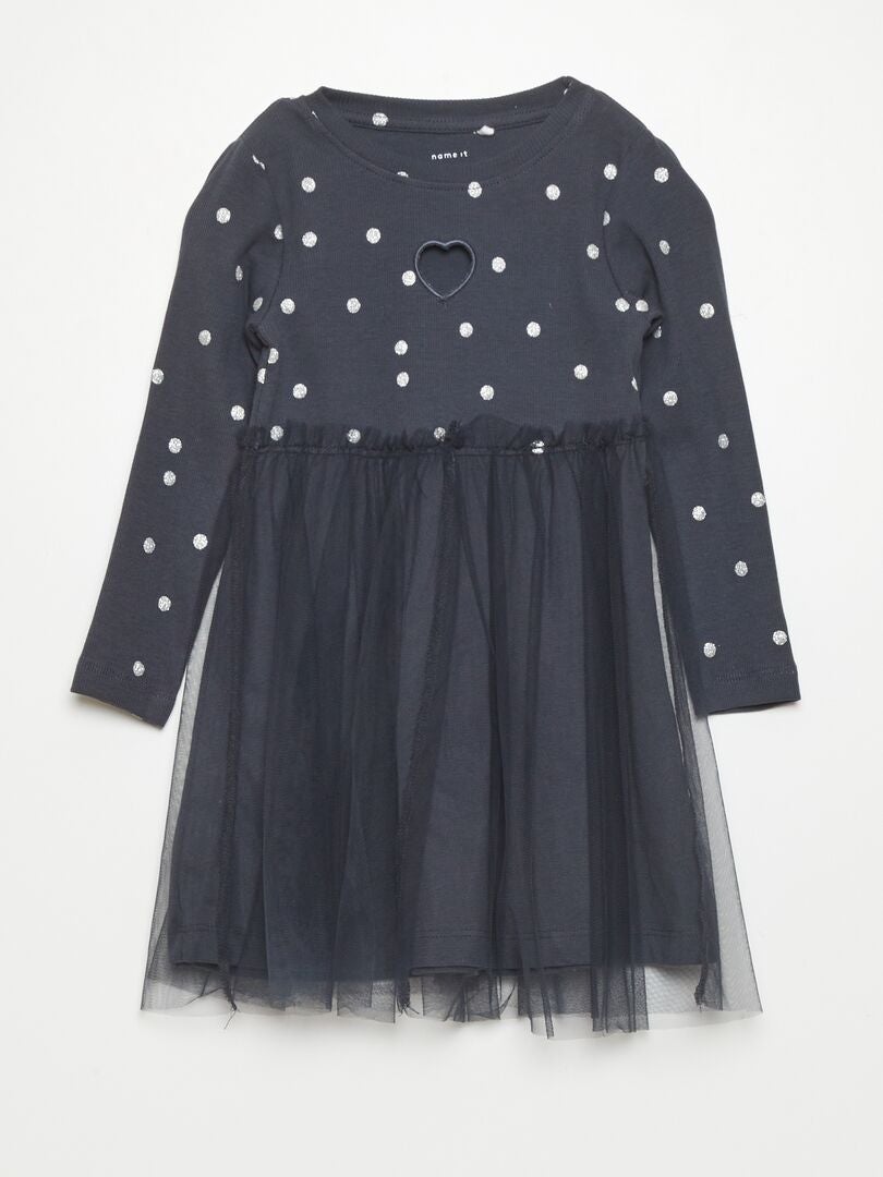 Jerseyjurk met stippenpatroon - BLAUW