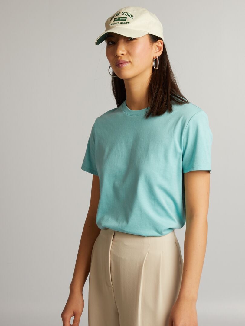 Camiseta de punto de color liso - AZUL