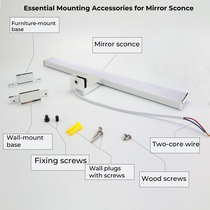 Aplique de pared LED de 12 W y 50 cm con protección IP44 para baño, espejo y muebles, diseño delgado, en aluminio cromado con luz blanca neutra.
