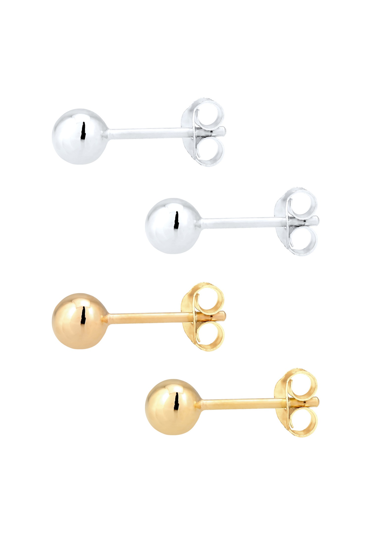 Elli Set Basic Minimal Bi-Couleur Clous d'Oreille Femme - (925/1000) Argent Plaqué Or