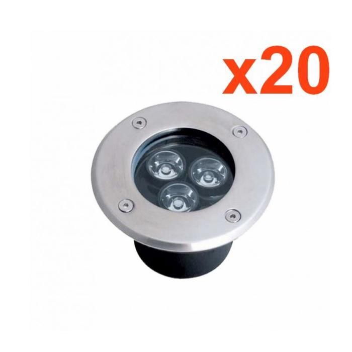 Focos LED empotrables para exteriores IP65 220V 3W 80° (Paquete de 20) - Blanco frío 6000K - 8000K - SILAMP