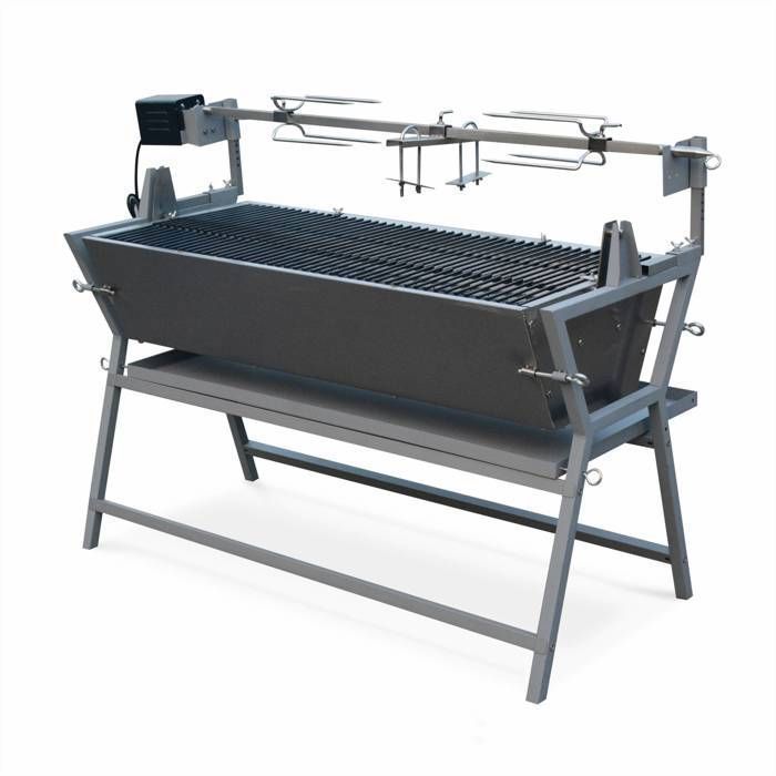 MATHURIN girarrosto a carbone basculante motorizzato in acciaio inox con spiedo