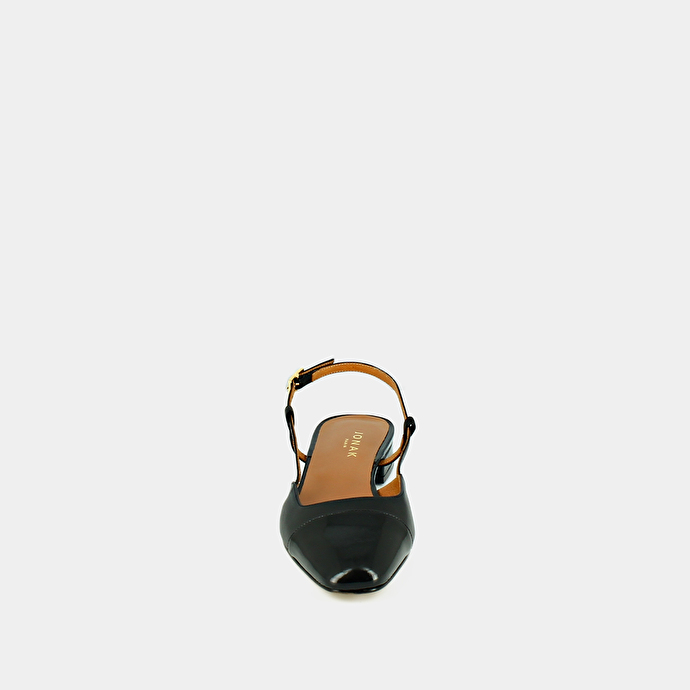 Ballerines ouvertes  en vernis et cuir noir