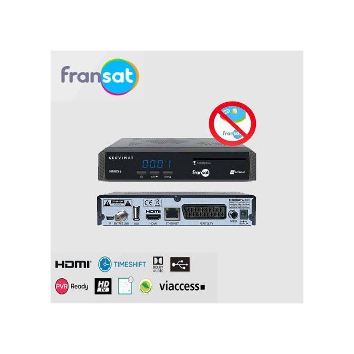 Satellite Receiver Recorder - Sirius - 3 HD - FRANSAT - Recording - High Definition - Black