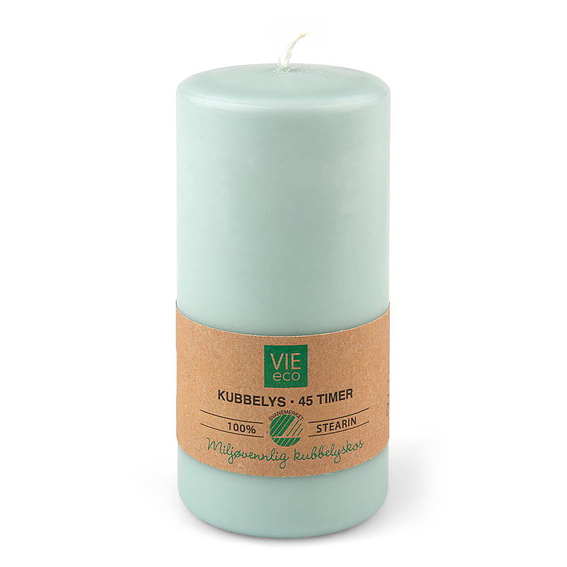 Vela Vie Eco Cube, 45 horas de duración, 6,8 x 14 cm, color verde menta.