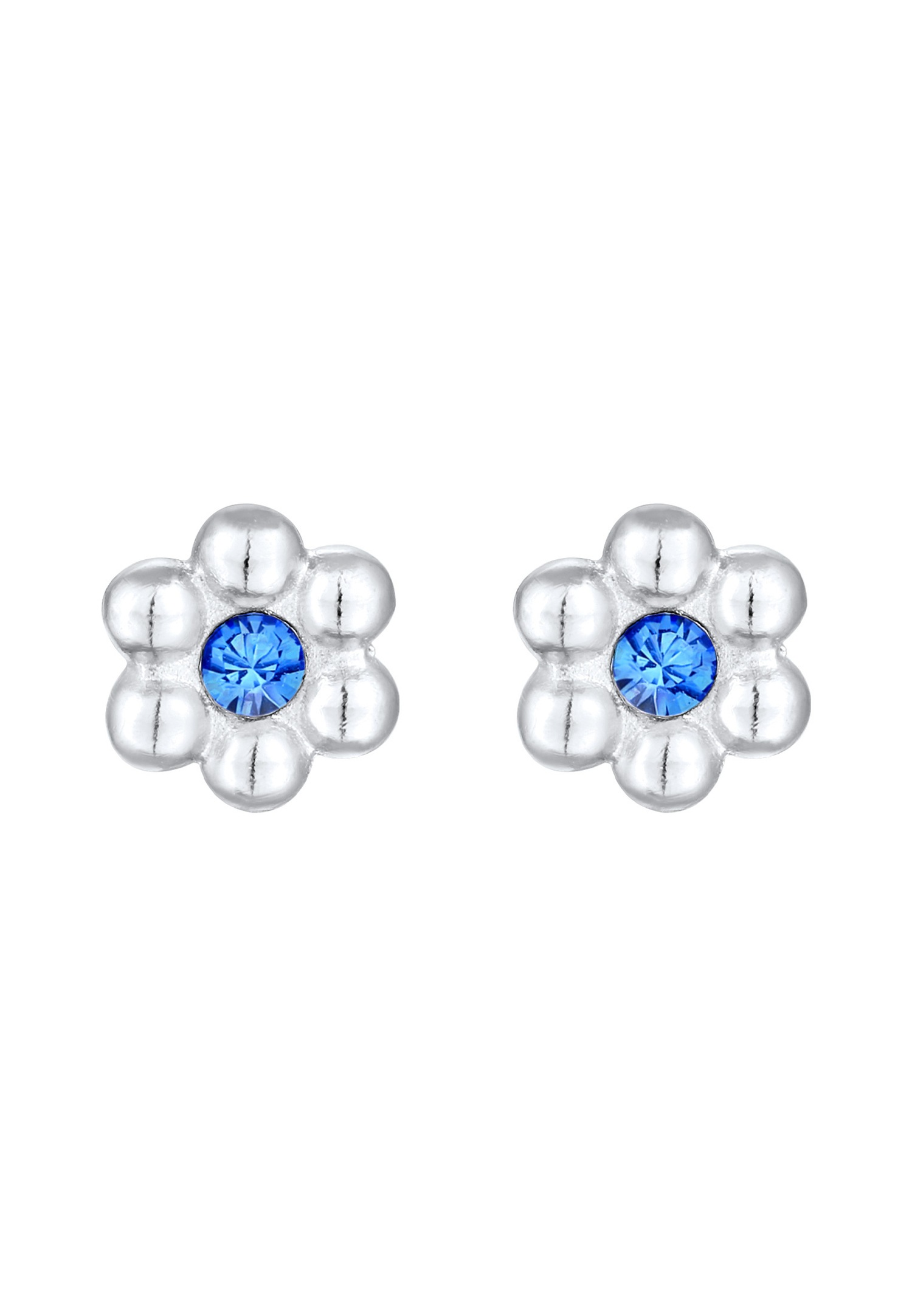Elli Enfants clous d'oreilles fleur Ludique avec cristal bleu en argent sterling 925