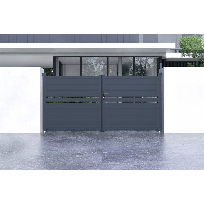 Puerta batiente - Casanoov - CIMONE - 3 m de alto (145 cm) - Gris antracita - Aluminio